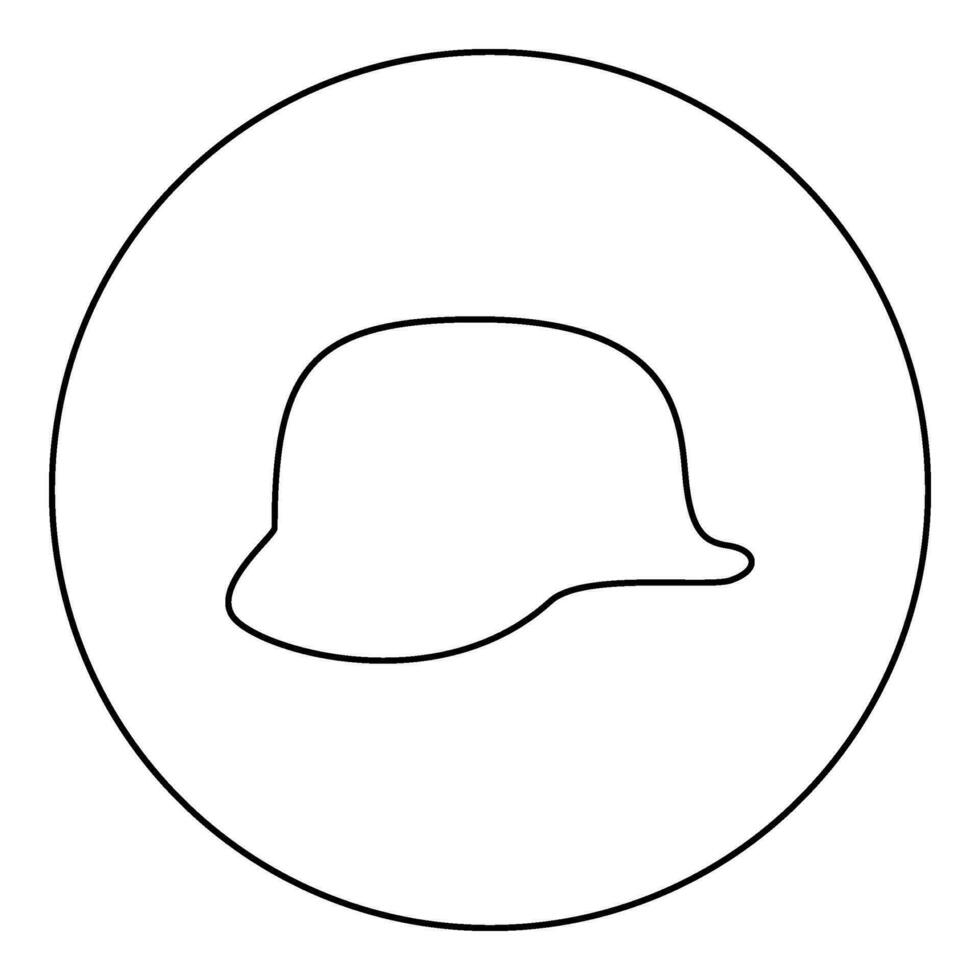allemand casque de monde guerre deux 2 stahlhelm ww2 icône dans cercle rond noir Couleur vecteur illustration image contour contour ligne mince style
