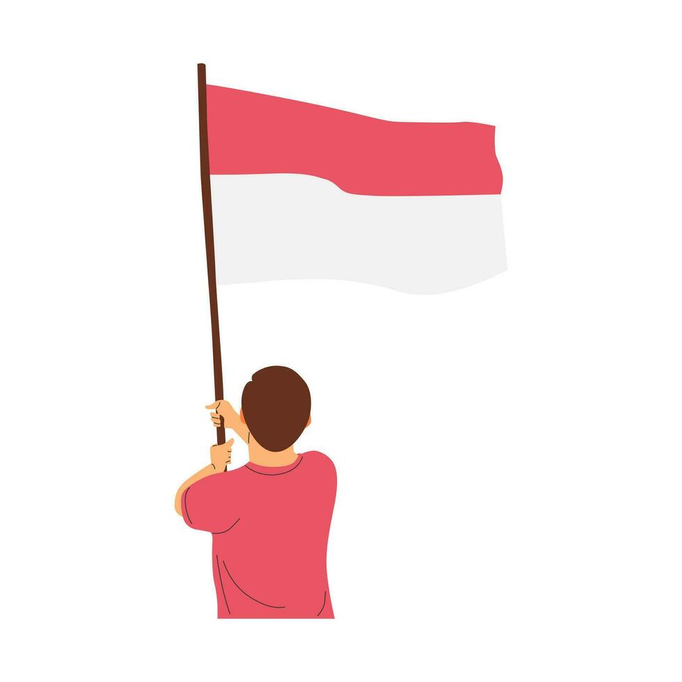 vecteur illustration concept de célébrer Indonésie indépendance journée par en portant indonésien drapeau