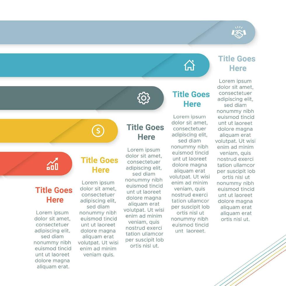 modèle de conception infographique d'entreprise de présentation simple et propre avec 5 barres d'options vecteur