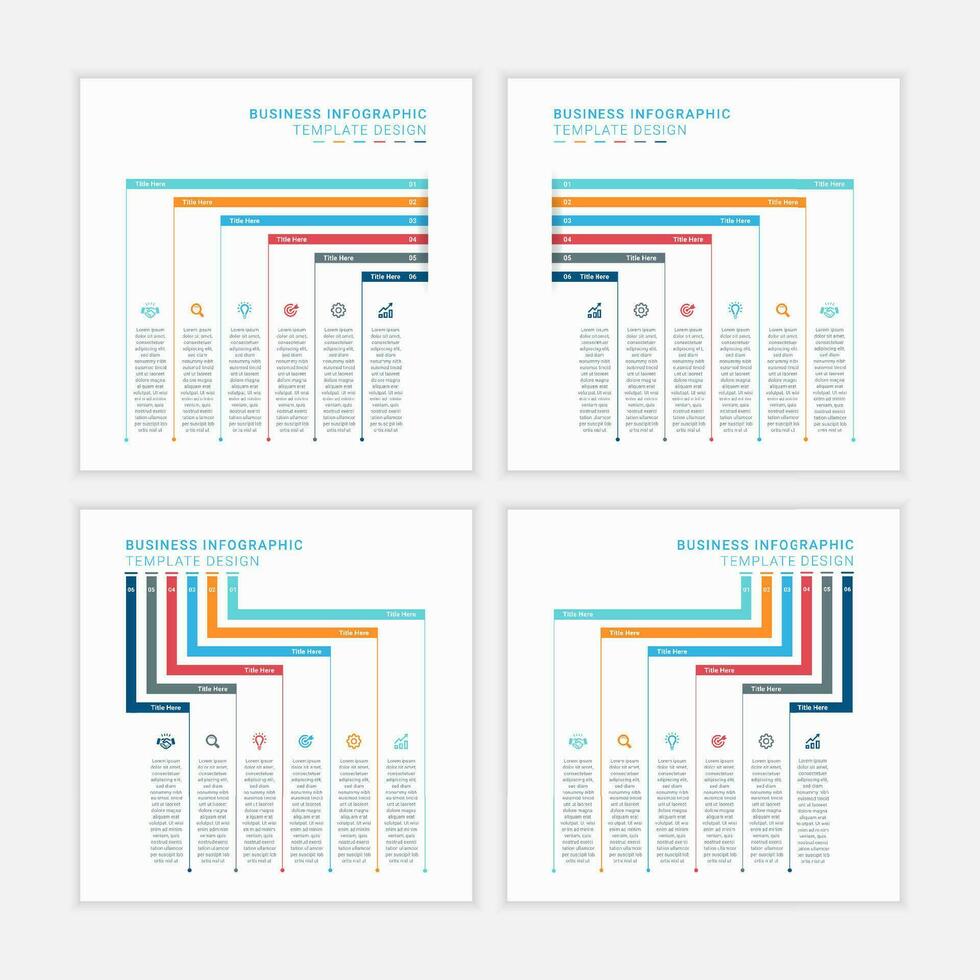 ensemble de Facile et nettoyer présentation affaires infographie conception modèle avec 6 bar de les options vecteur