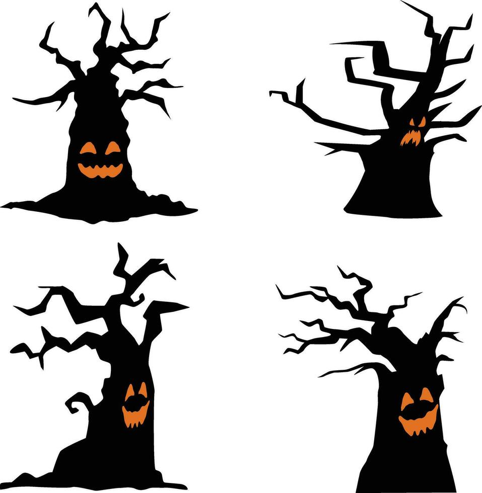 arbre Halloween. Halloween arbre silhouette sur blanc Contexte. vecteur illustration