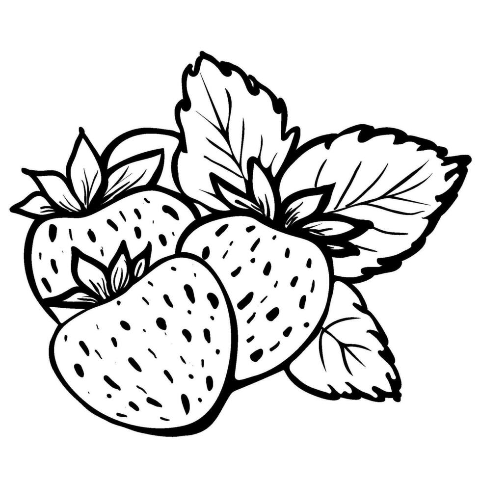 icône de contour de fraise vecteur