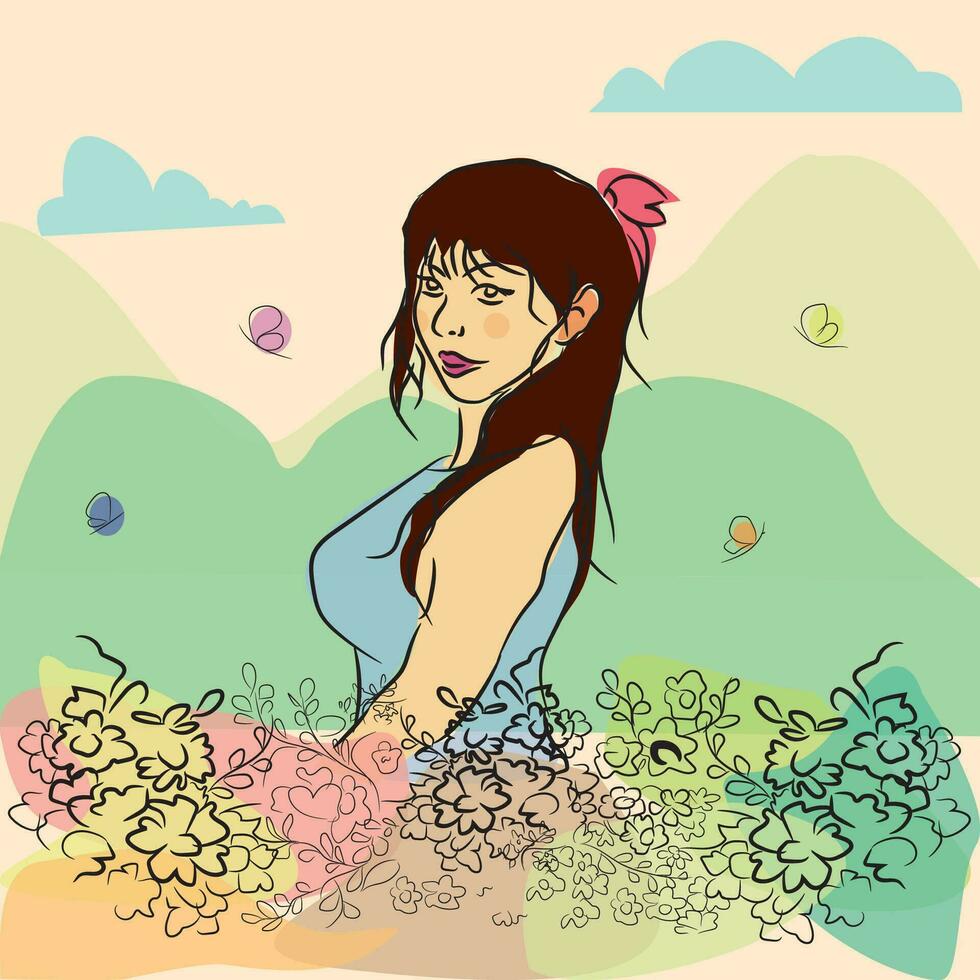 personnage illustration avec doux Couleur Contexte vecteur