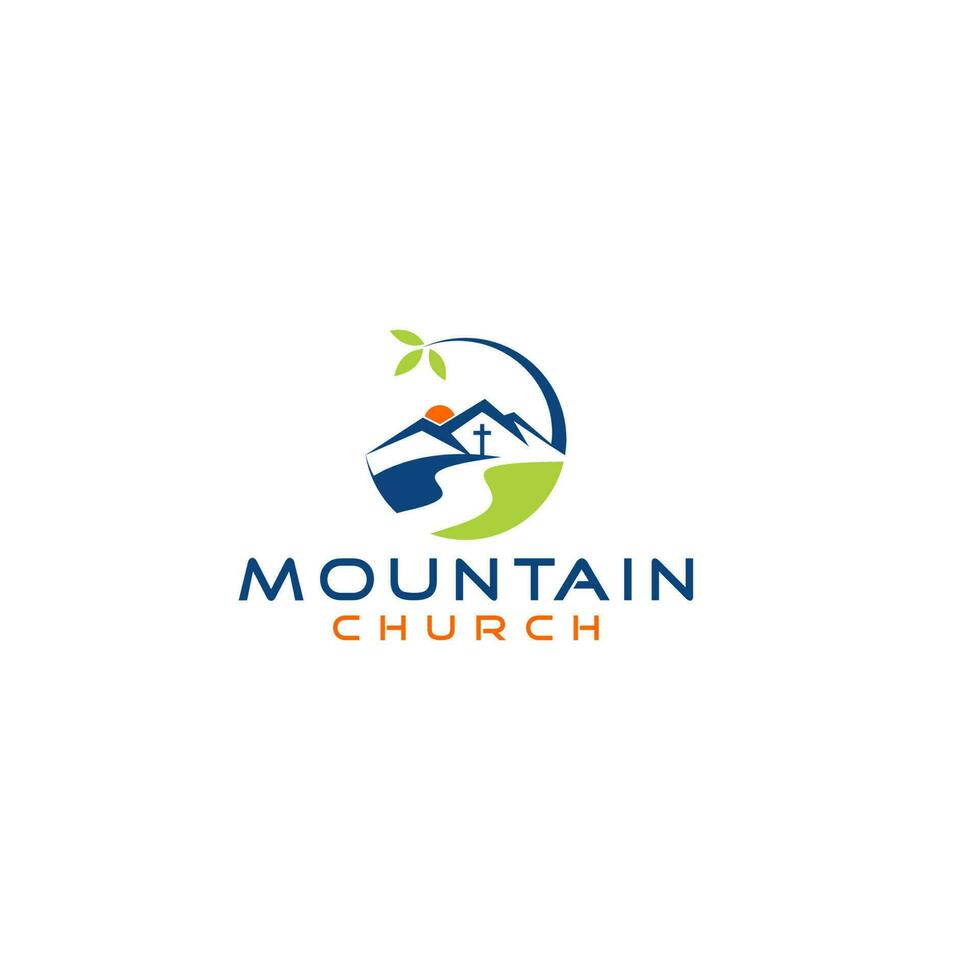 Montagne église logo conception vecteur
