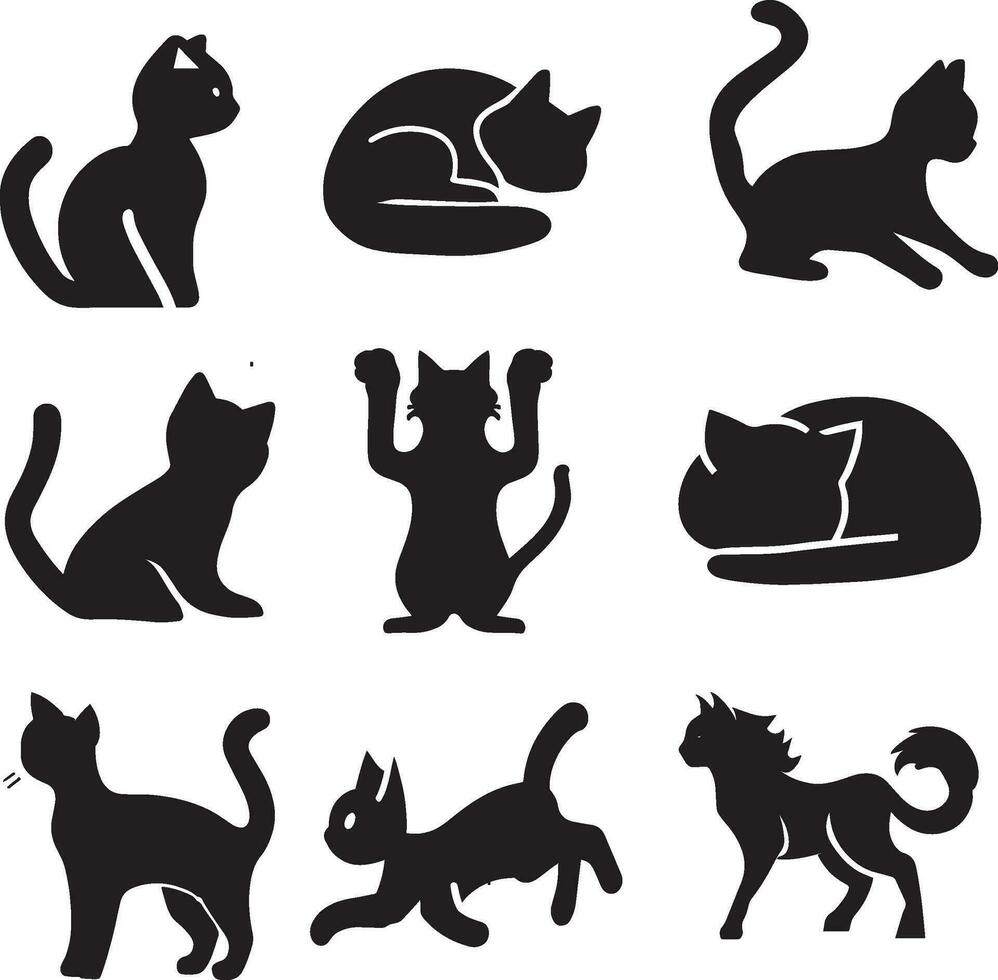 chats silhouette, chat vecteur