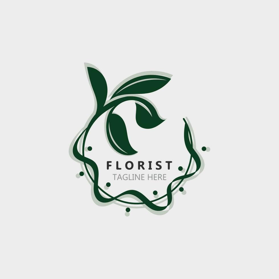 fleuriste logo magnifique floral feuille et fleur vecteur art, icône graphique décoration affaires mariage modèle