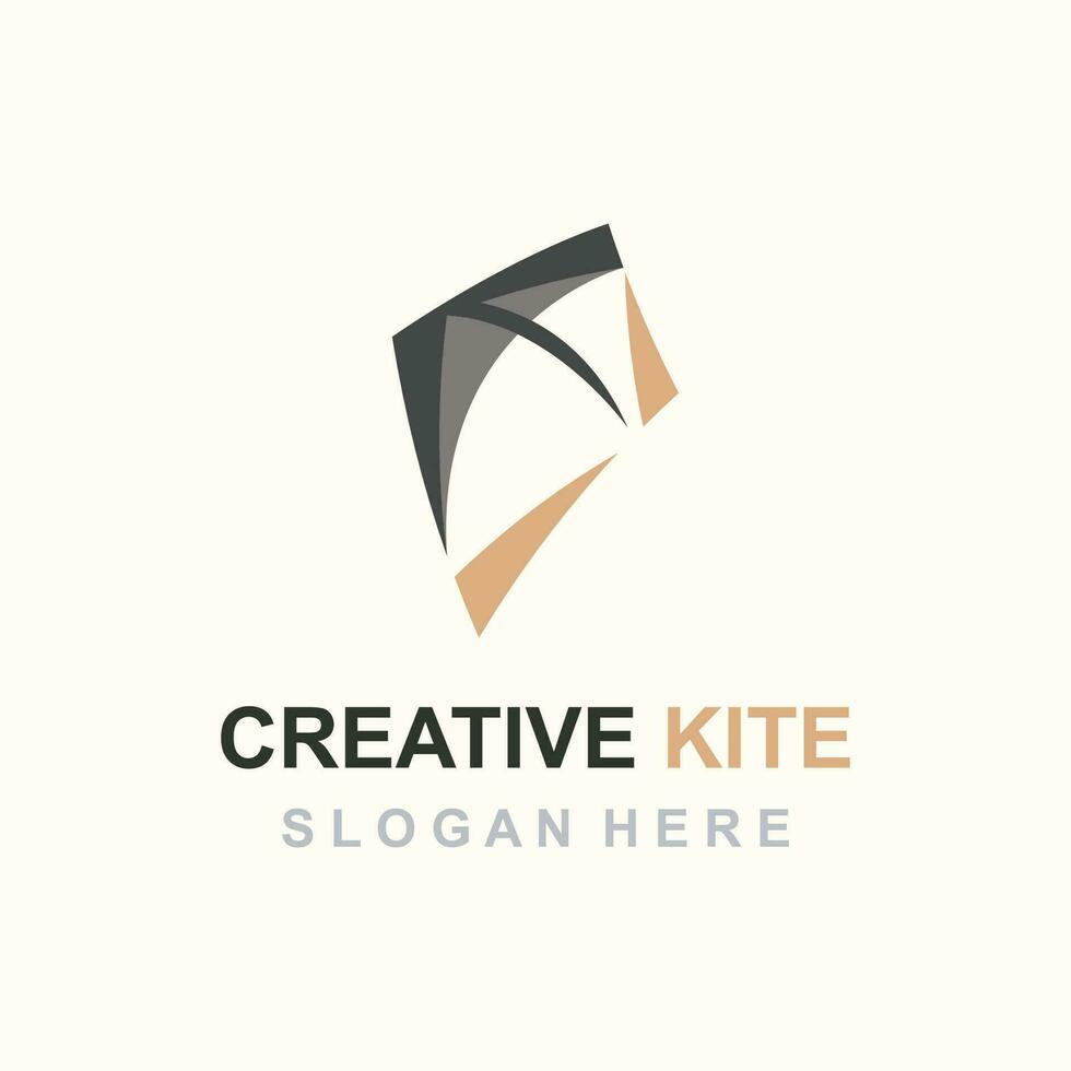 cerf-volant logo conception. papier cerf-volant dessiné à la main style et créatif. minimaliste, et luxe logo vecteur
