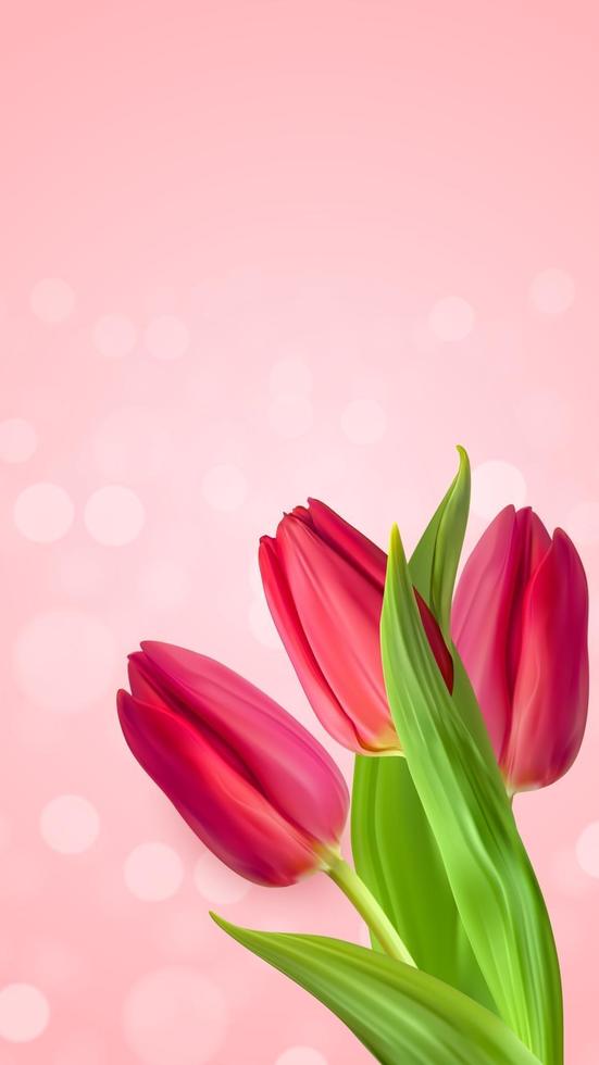fond de fleur de tulipes roses naturelles réalistes vecteur