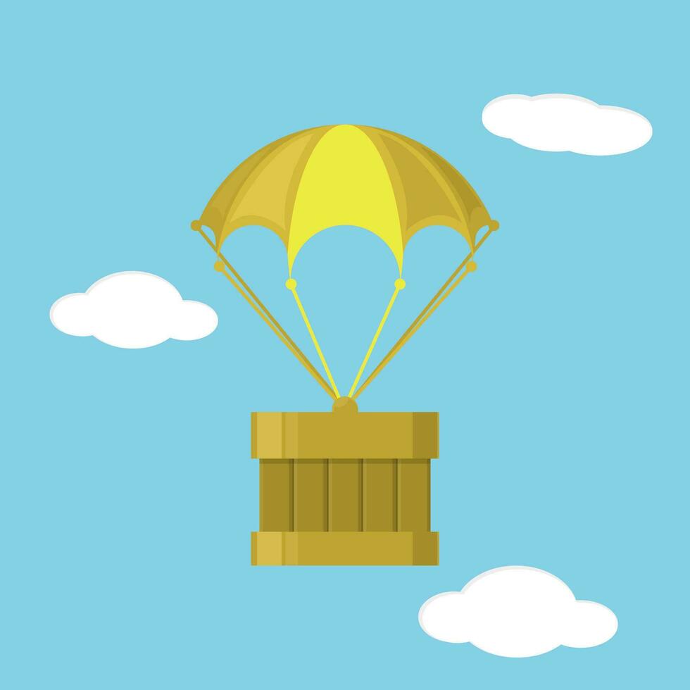 vecteur illustration de une paquet étant livré par parachute