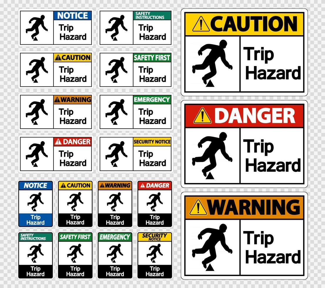 Définir le signe de symbole de danger de voyage sur fond transparent vecteur