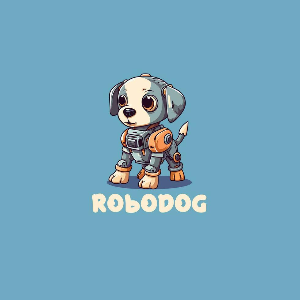 mignonne dessin animé adorable robot chien. robot chien mascotte logo vecteur illustration