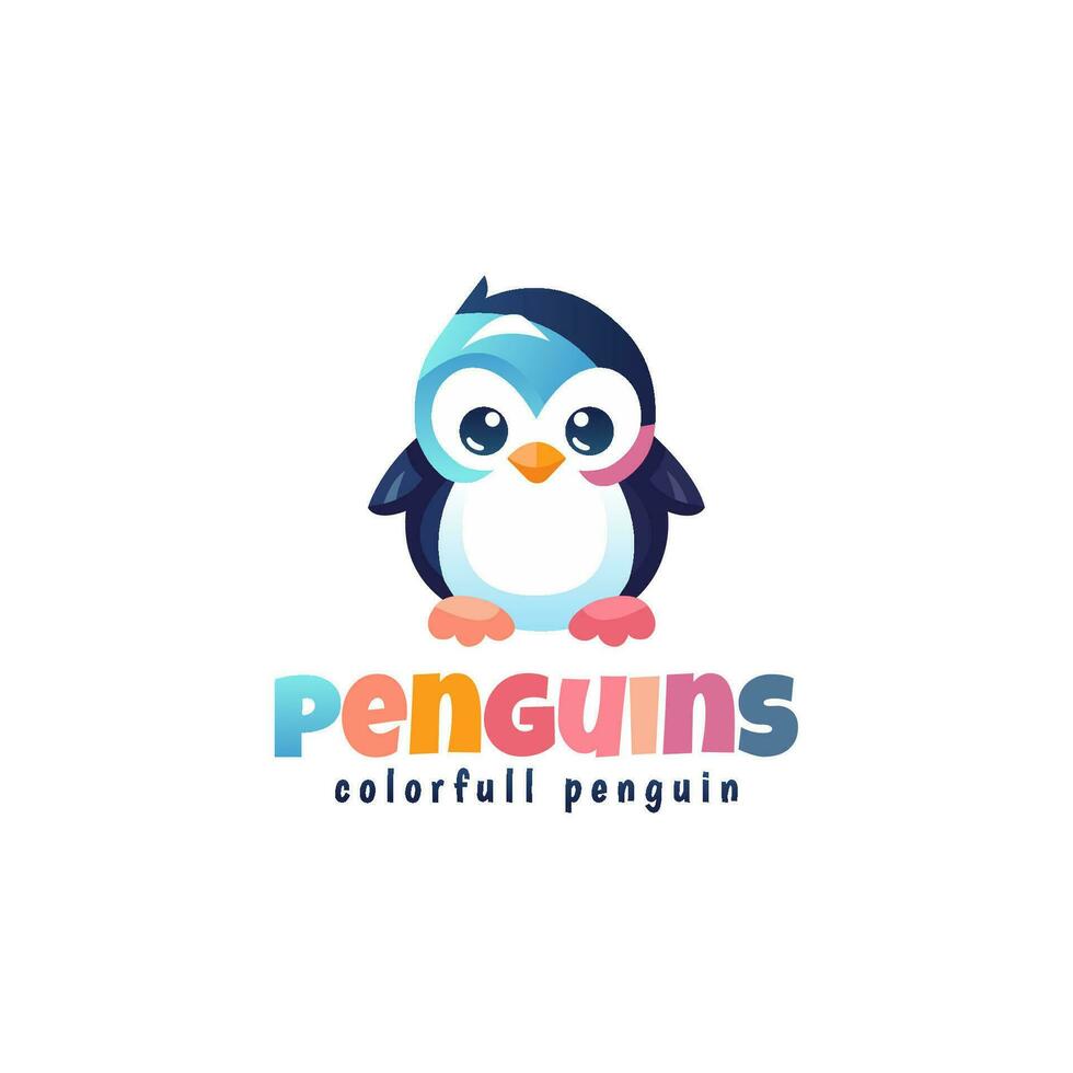 manchot icône logo conception modèle. coloré mignonne pingouins vecteur illustration
