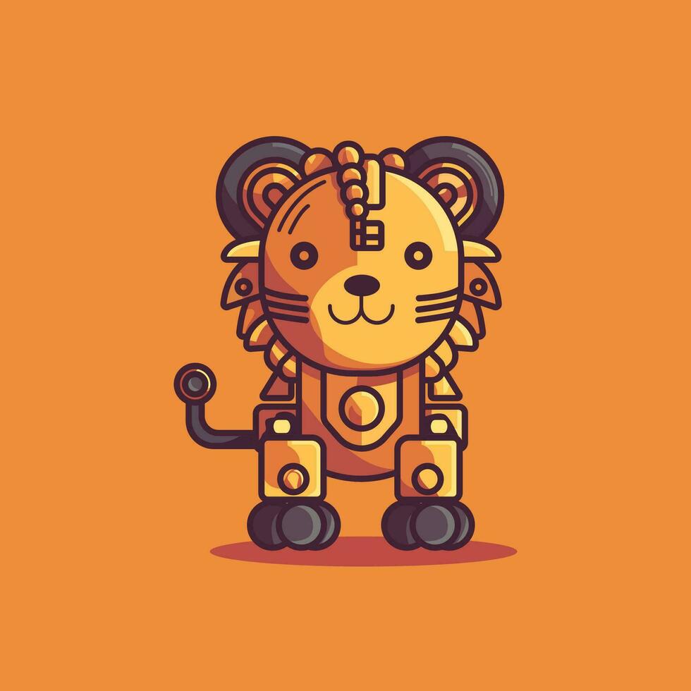 Lion robot dessin animé mascotte personnage. vecteur illustration