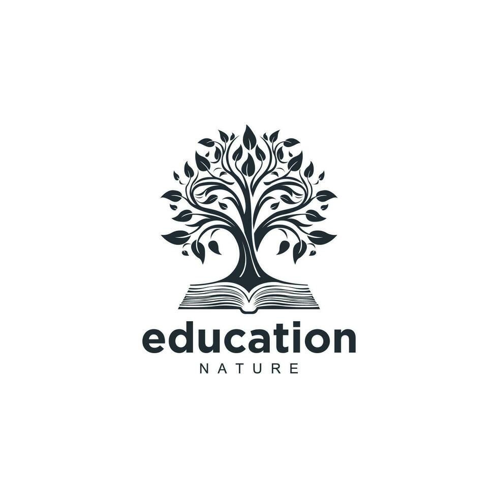 éducation icône logo conception modèle. combinaison de des arbres au dessus un ouvert livre logo vecteur illustration