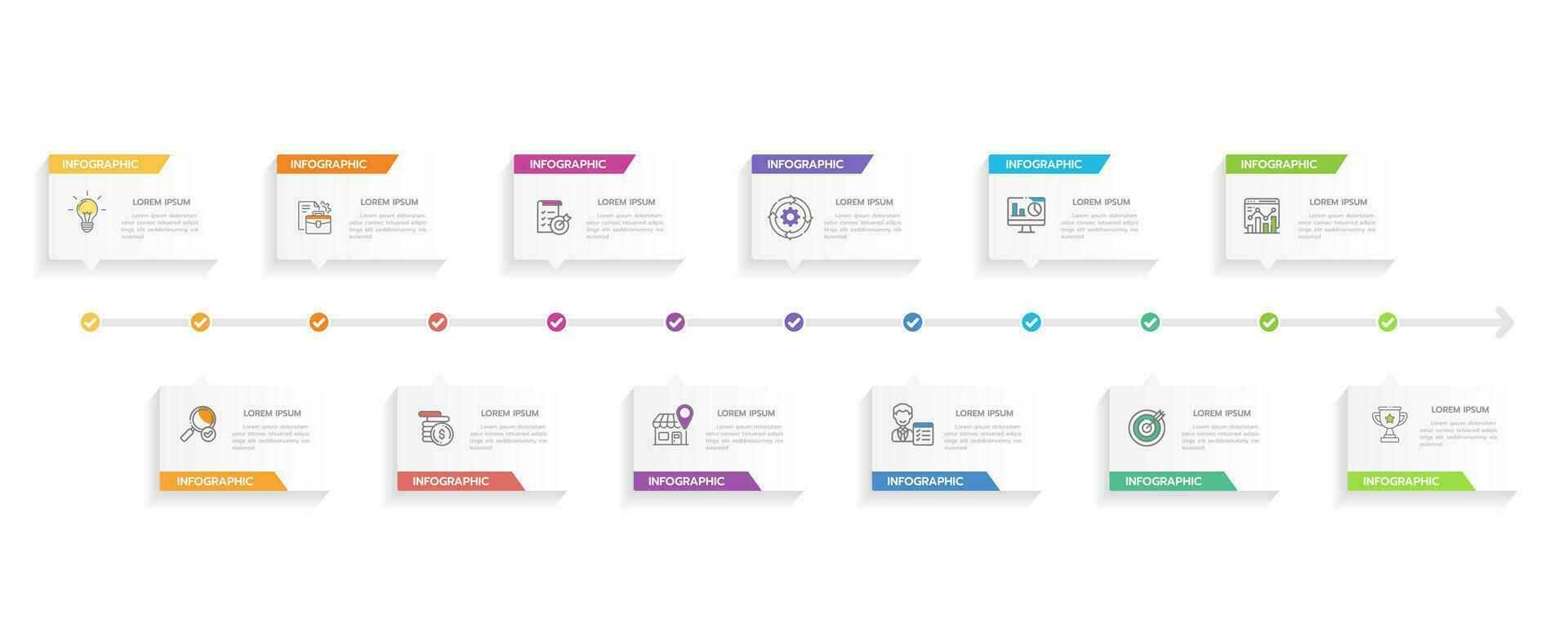 modèle d'infographie pour les entreprises. Calendrier de diagramme de chronologie moderne de 12 mois avec diagramme de Gantt, infographie vectorielle de présentation. vecteur