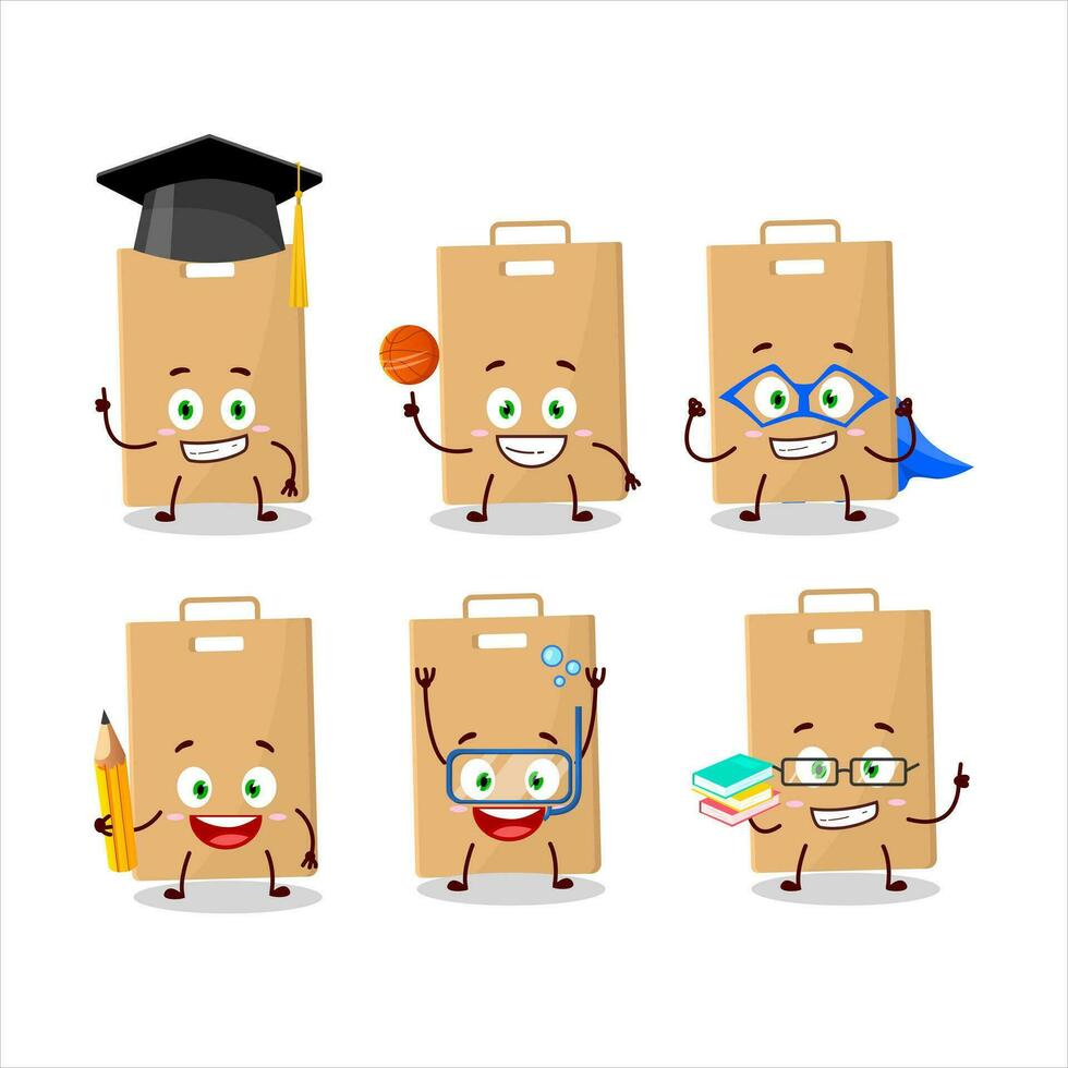 école étudiant de nourriture sac dessin animé personnage avec divers expressions vecteur