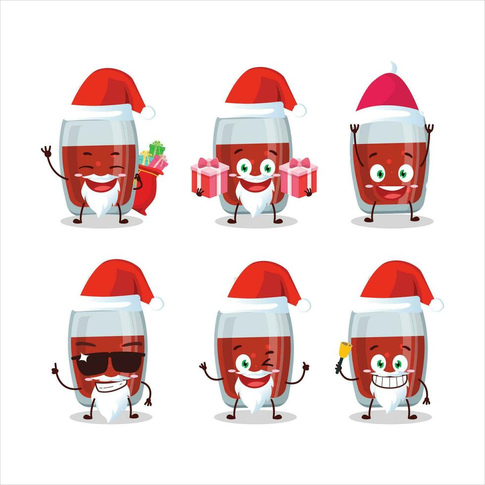 Père Noël claus émoticônes avec Pomme jus dessin animé personnage vecteur