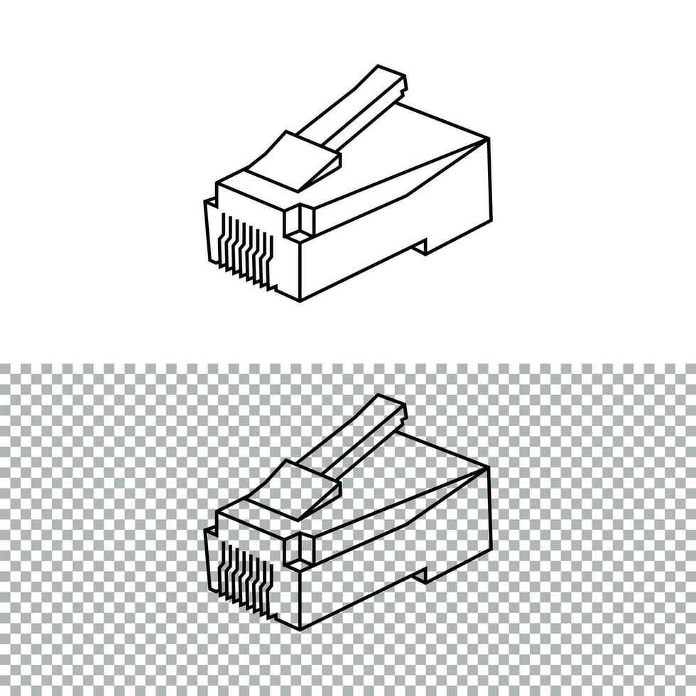 réseau et ethernet câble. rj45 modulaire bouchons pour solide cat5, cat5e ethernet câble connecteur. rj45 utp pièce câble. cat6 câble. rj45 femme. vecteur illustration eps dix.