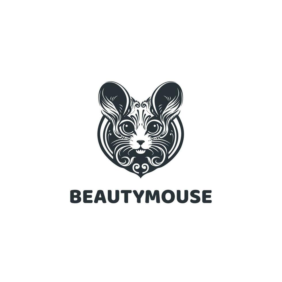 monochrome silhouette tête rat, souris, rongeur logo conception modèle vecteur icône illustration