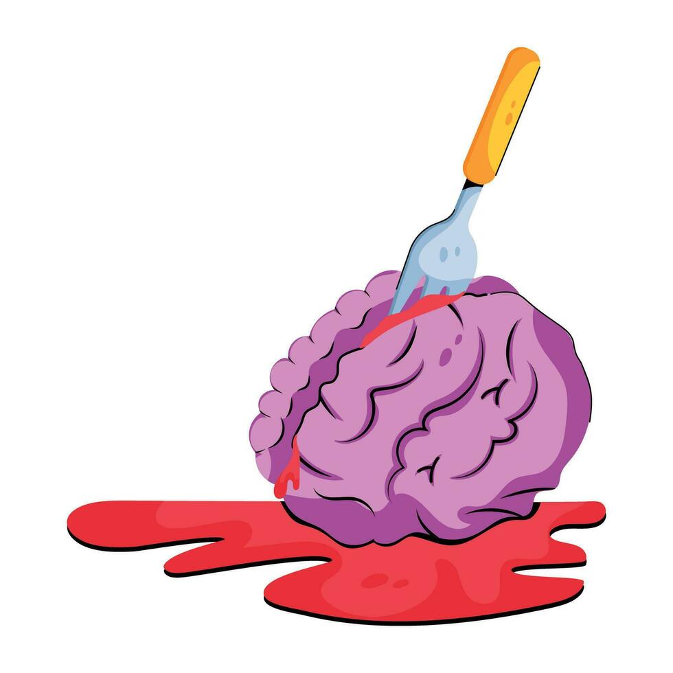 branché en mangeant cerveau vecteur