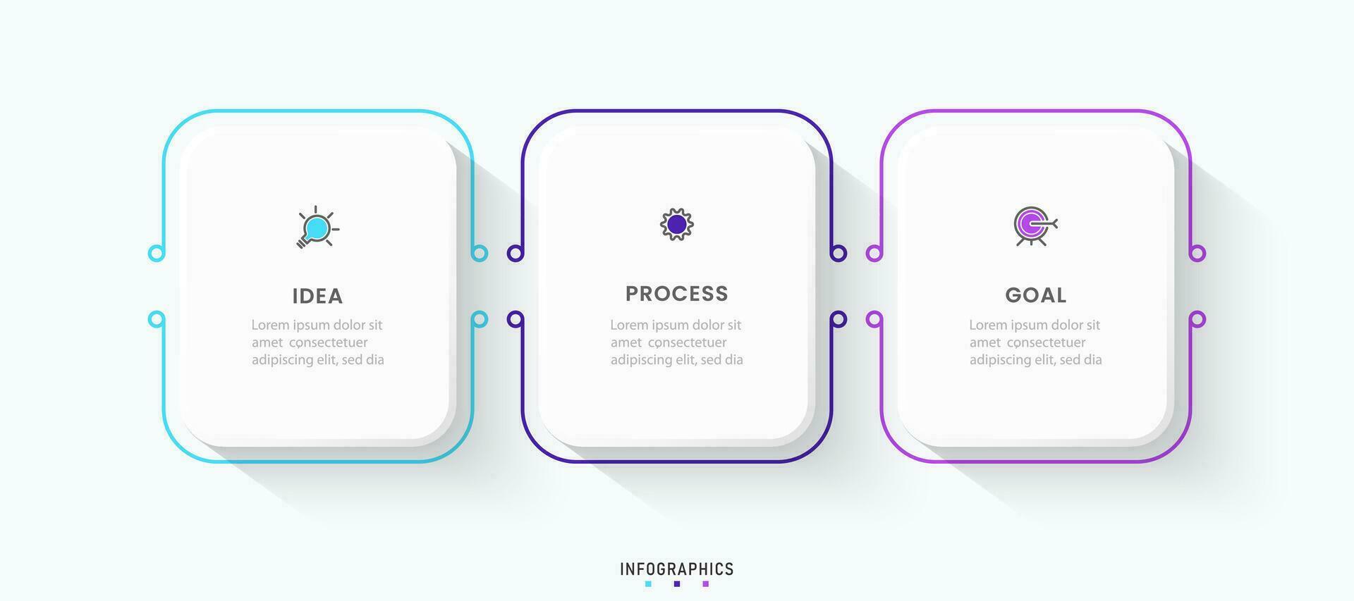 modèle de conception d'étiquettes infographiques vectorielles avec icônes et 3 options ou étapes. peut être utilisé pour le diagramme de processus, les présentations, la mise en page du flux de travail, la bannière, l'organigramme, le graphique d'informations. vecteur