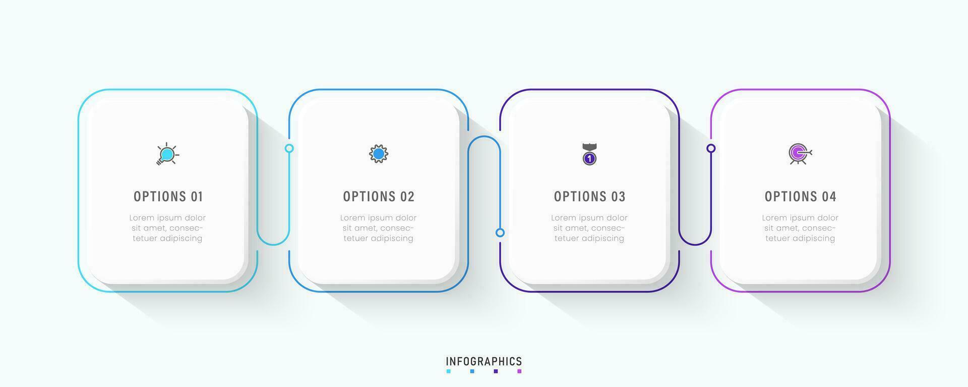 modèle de conception d'étiquettes infographiques vectorielles avec icônes et 4 options ou étapes. peut être utilisé pour le diagramme de processus, les présentations, la mise en page du flux de travail, la bannière, l'organigramme, le graphique d'informations. vecteur