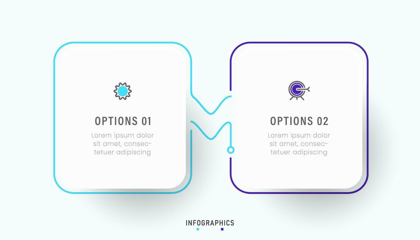 modèle de conception d'étiquettes infographiques vectorielles avec icônes et 2 options ou étapes. peut être utilisé pour le diagramme de processus, les présentations, la mise en page du flux de travail, la bannière, l'organigramme, le graphique d'informations. vecteur