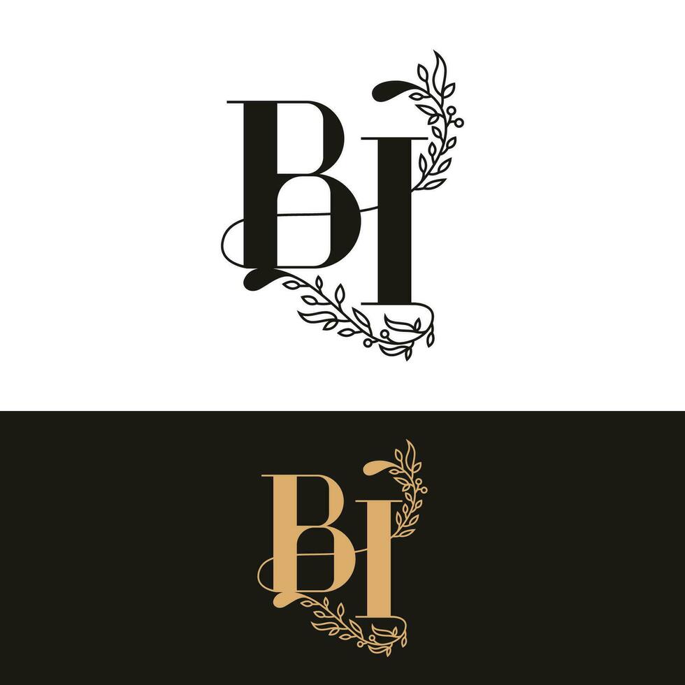 dessiné à la main mariage monogramme bi logo vecteur