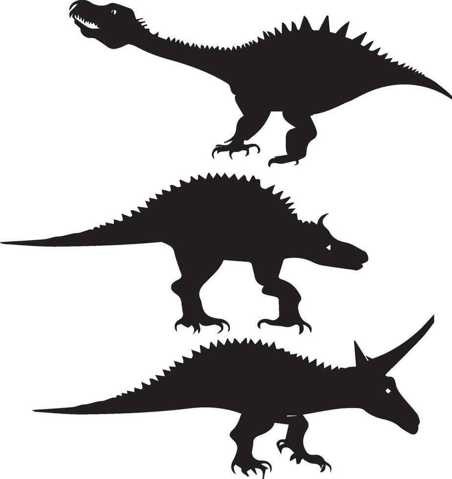 dinosaures silhouette ensemble dans blanc Contexte vecteur