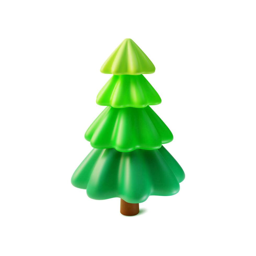 3d vert sapin arbre dessin animé style. vecteur