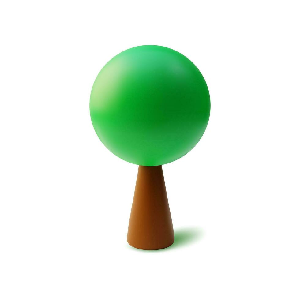 3d vert arbre dessin animé style. vecteur