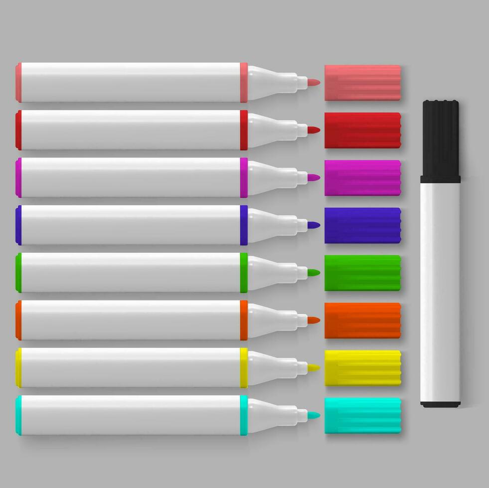 réaliste détaillé 3d différent aquarelle des stylos ensemble. vecteur