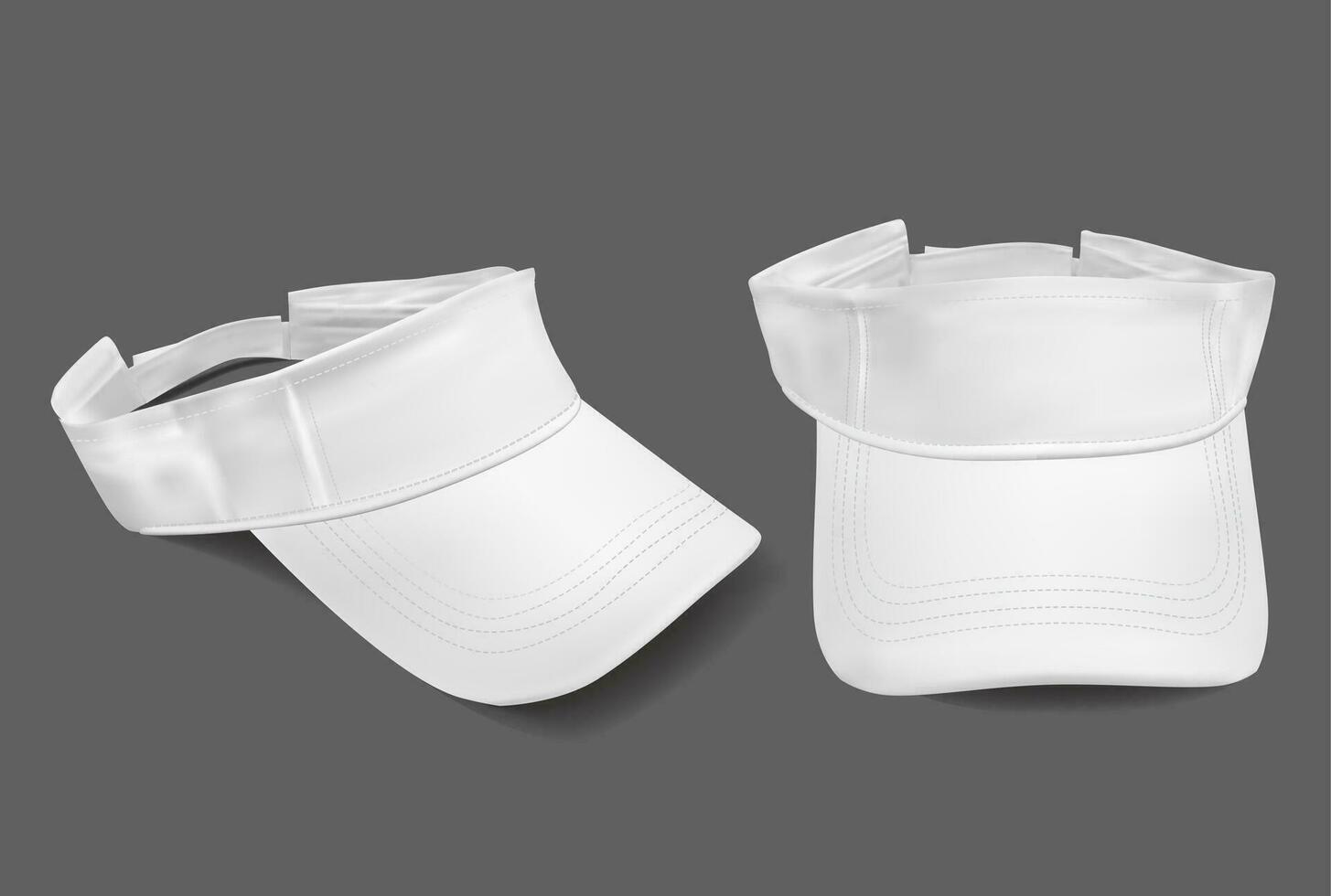 réaliste détaillé 3d blanc visière casquette ensemble. vecteur