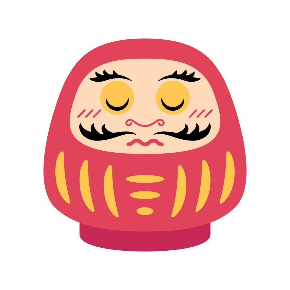 dessin animé Couleur personnage Daruma icône. vecteur