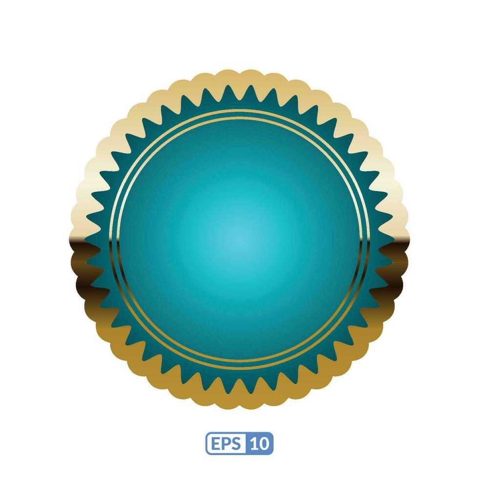 d'or zigzag Cadre jade bleu rond badge eps10. vecteur