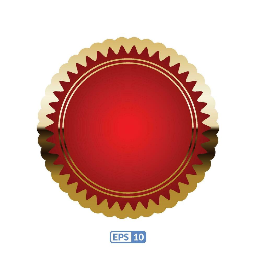 d'or zigzag Cadre rouge rond badge eps10. vecteur