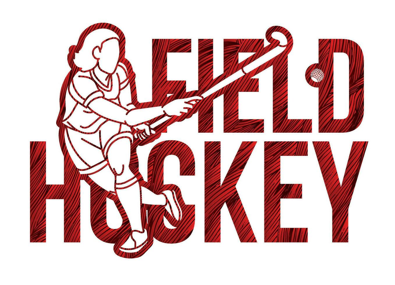 champ le hockey texte conçu avec femelle joueur vecteur