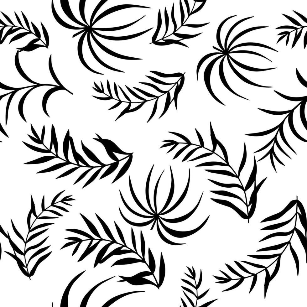tropical sans couture modèle avec exotique paume feuilles. vecteur illustration. noir feuilles