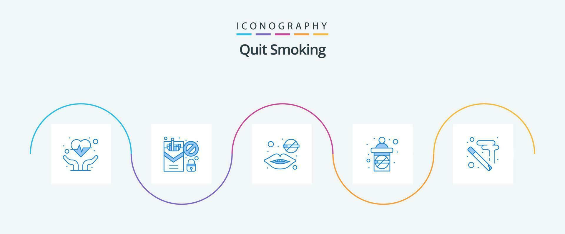 quitter fumeur bleu 5 icône pack comprenant fumeur. non. dentiste. soins de santé. femmes vecteur