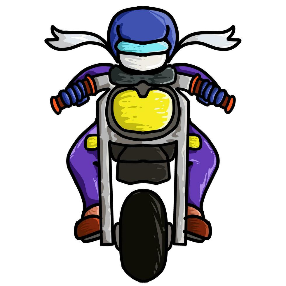 dessin animé illustration conception de gens équitation une moto vecteur