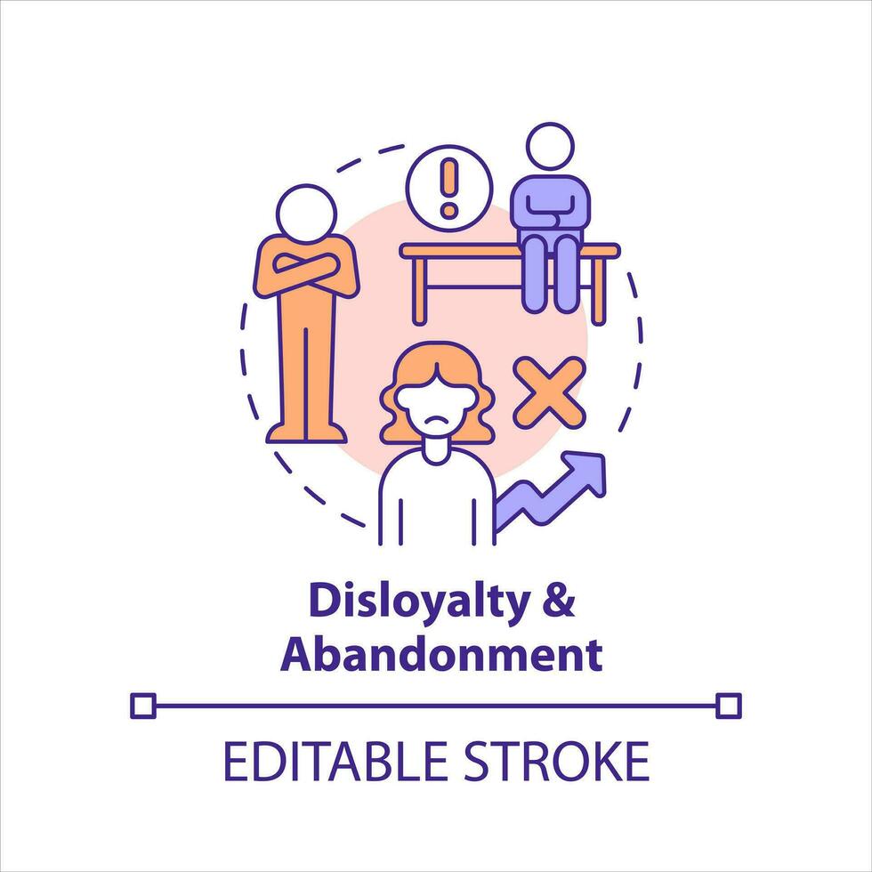 déloyauté et abandon concept icône. caché barrière. plus haut limite problème abstrait idée mince ligne illustration. isolé contour dessin. modifiable accident vasculaire cérébral vecteur