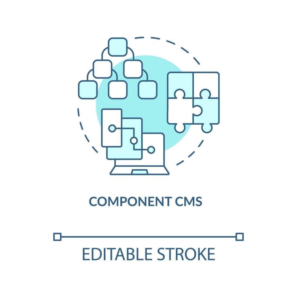 composant cms turquoise concept icône. site Internet plateforme. édition contenu abstrait idée mince ligne illustration. isolé contour dessin. modifiable accident vasculaire cérébral vecteur