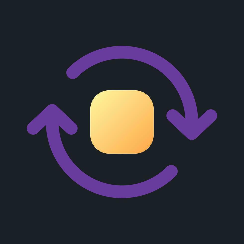 tourner animation plat pente remplir ui icône pour foncé thème. circulaire mouvement dans vidéo éditeur. pixel parfait Couleur pictogramme. interface graphique, ux conception sur noir espace. vecteur isolé rgb illustration