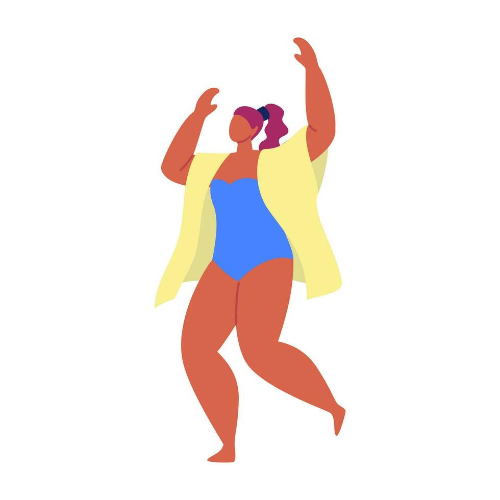 dessin animé Couleur personnage dansant fille fête ou discothèque concept. vecteur