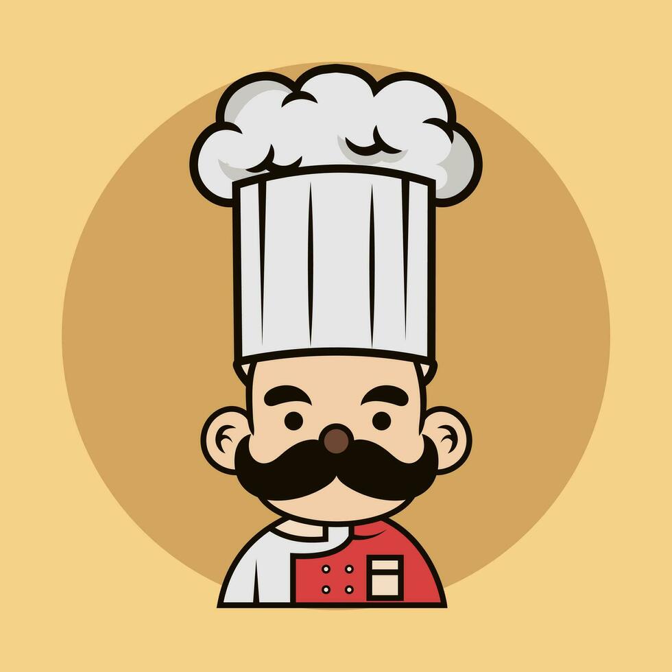 dessin animé chef logo mascotte n une cuisine chapeau délicieux concept cuisson, restaurant ou café logo vecteur