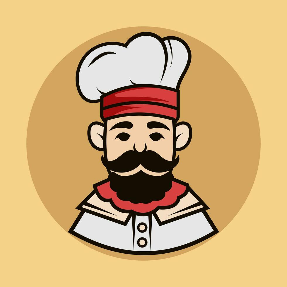 dessin animé chef logo mascotte n une cuisine chapeau délicieux concept cuisson, restaurant ou café logo vecteur