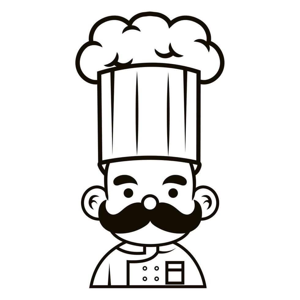 chef dans une cuisine chapeau Facile ligne art symbole vecteur contour logo. cuisine Facile noir icône. portraits de des employés dans ligne art. linéaire plat vecteur collection isolé sur blanc Contexte