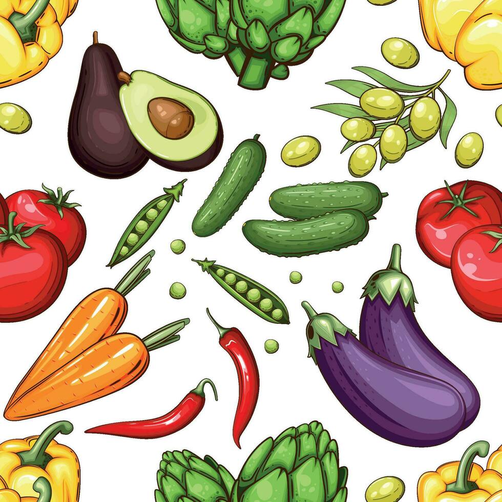 coloré sans couture modèle avec Frais des légumes nourriture modèle Contexte vecteur