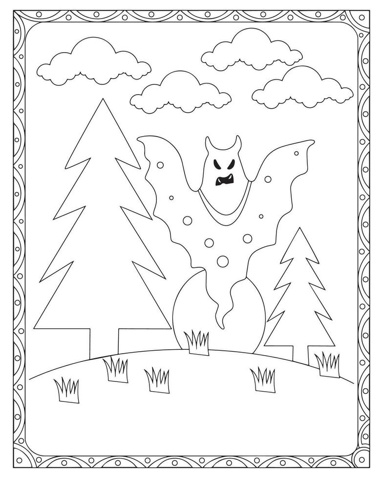 Halloween coloration pages pour enfants, Halloween fantôme coloration pages pour enfants, Halloween illustration, Halloween vecteur, noir et blanc vecteur