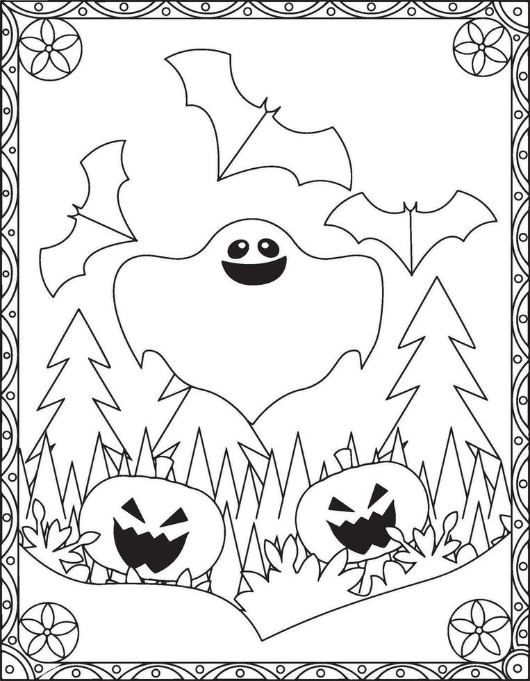 Halloween coloration pages, Halloween coloration pages pour enfants, Halloween illustration, Halloween vecteur, noir et blanc vecteur